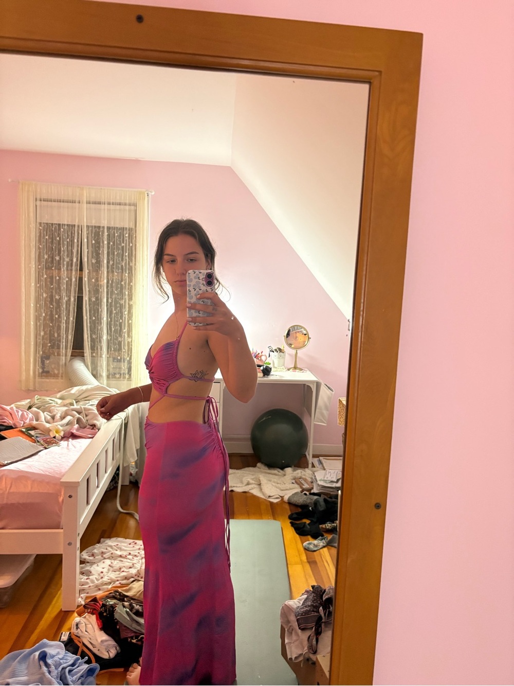 I.AM.GIA Pink & Blue Tie-Dye Cutout Maxi Dress - Picture 2 of 3